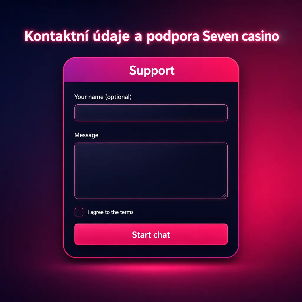 Kontaktní údaje a podpora Seven casino – živý chat, e-mail, FAQ a formulář dostupné 24/7 pro hráče