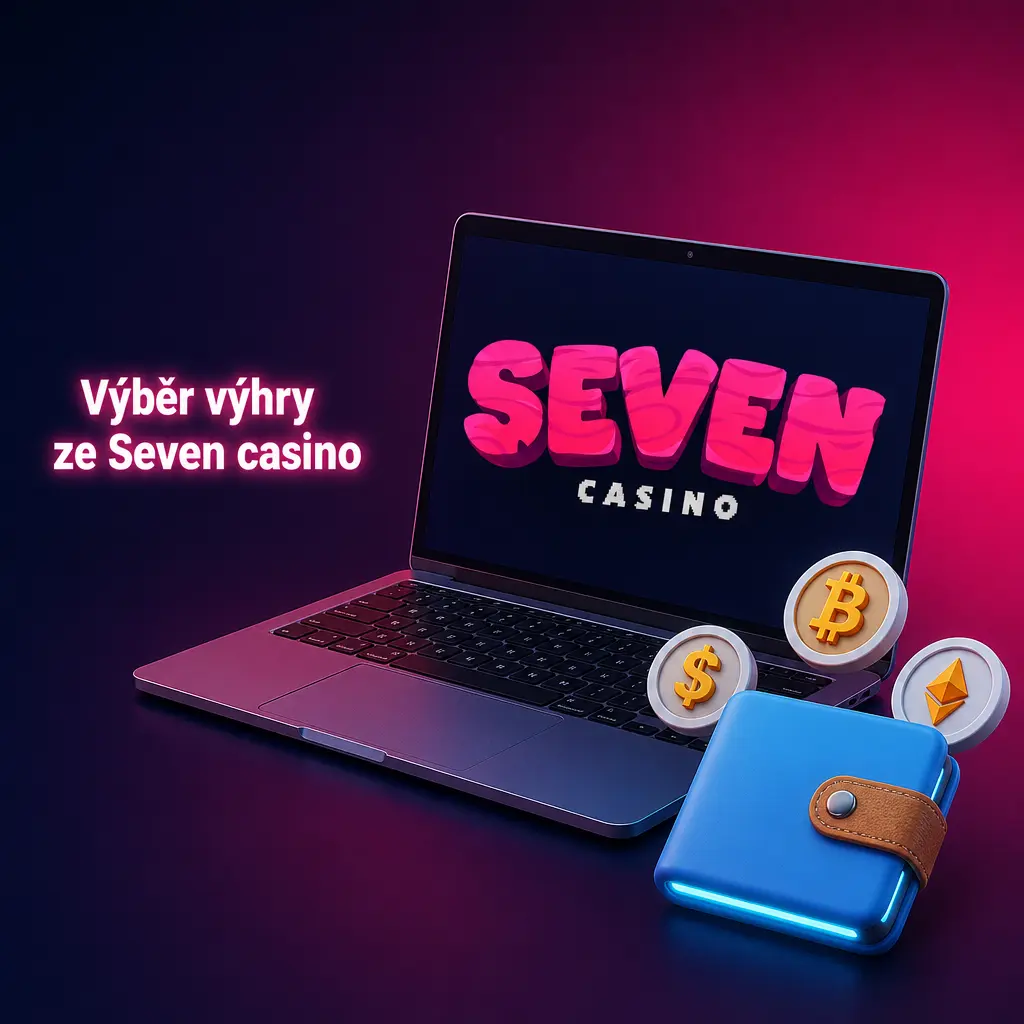 Výběr výhry ze Seven casino přes sekci Pokladna – zvolte metodu, zadejte částku a sledujte stav transakce
